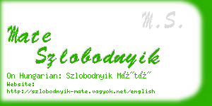 mate szlobodnyik business card